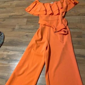 peach long pants romper
